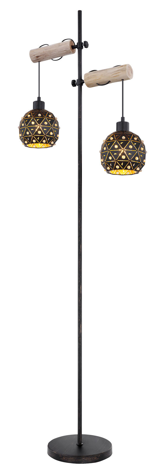 JODIE Stehlampe schwarz 54029-2, B/H/T: 54 x 168 x 25 cm, Metall, Glas, Holz