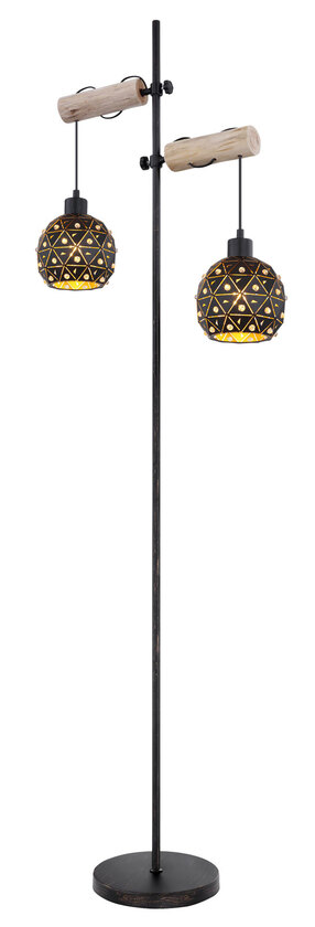 JODIE Stehlampe schwarz 54029-2, B/H/T: 54 x 168 x 25 cm, Metall, Glas, Holz