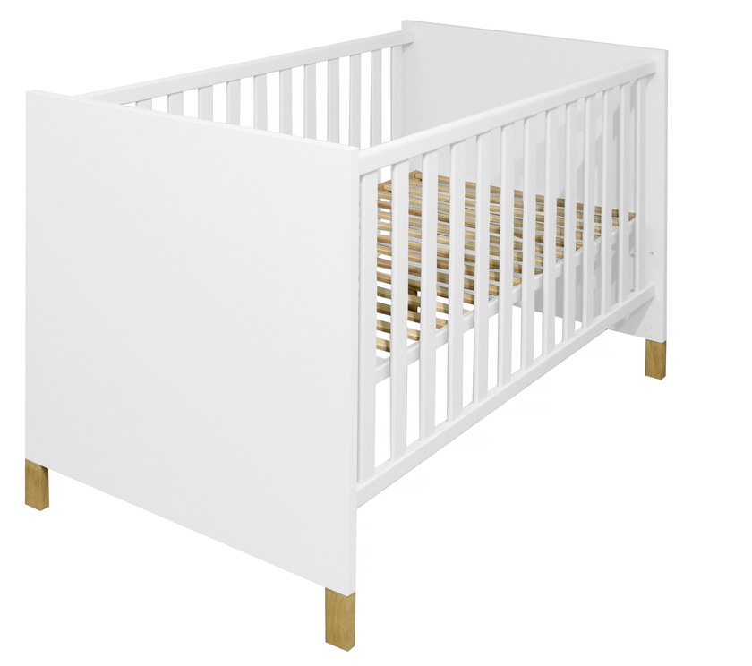 Babybett Zoe 144 x 78 x 93 cm matt Ice White supermatt/Braun