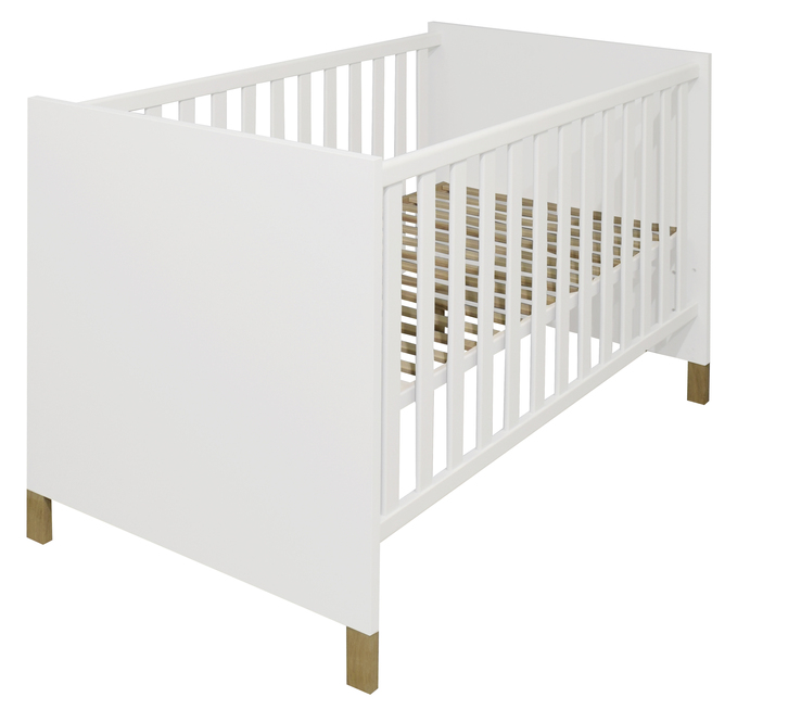 Babybett Zoe 144 x 78 x 93 cm matt Ice White supermatt/Braun
