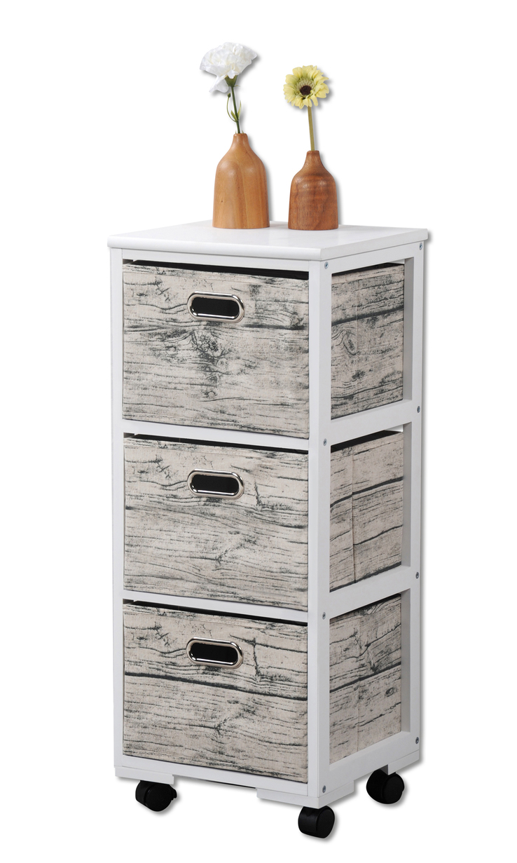 KESPER Aufbewahrungsregal mit 3 Boxen grau-beige/weiß 32 x 82 cm