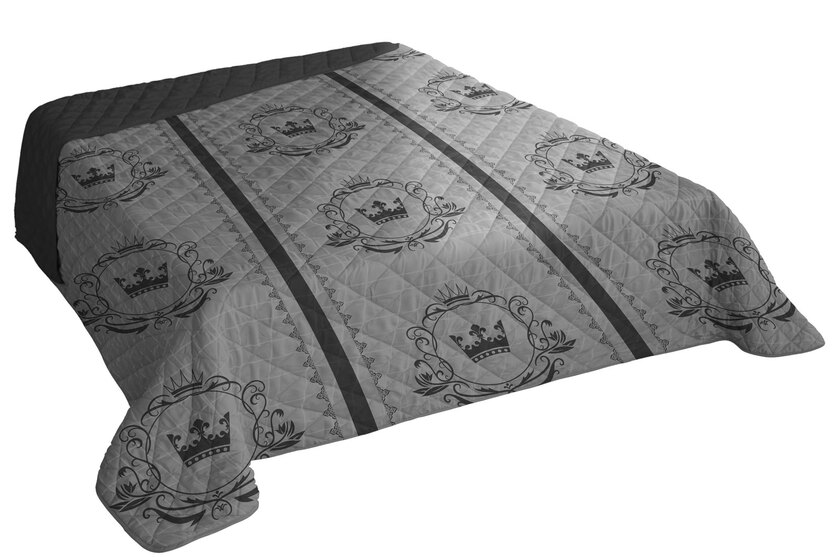 Tagesdecke Krone 220 x 240 cm schwarz/grau