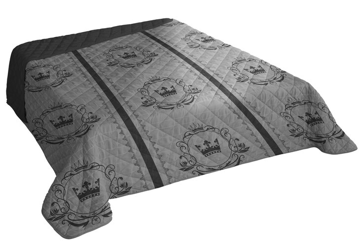 Tagesdecke Krone 220 x 240 cm schwarz/grau