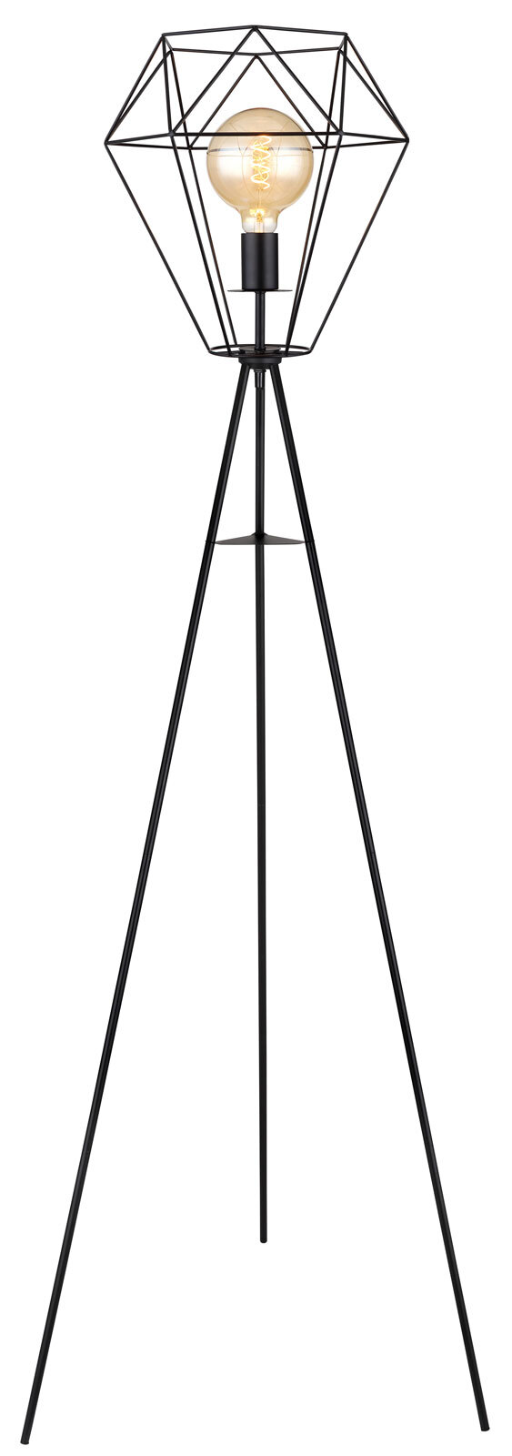 PRISKA Stehlampe schwarz 54017S1, D/H: 62,7 x 160 cm, Metall