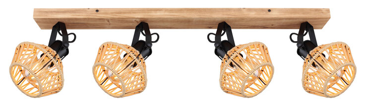 GLOBO Retrofit Deckenlampe mit 4 Spots Valli 80x16 cm 25cm schwarz /Hanf beige