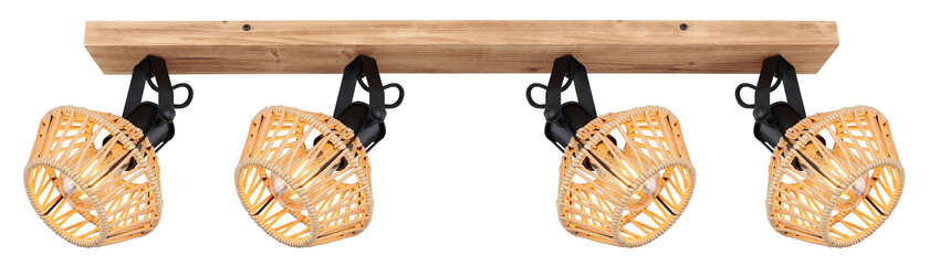 GLOBO Retrofit Deckenlampe mit 4 Spots Valli 80x16 cm 25cm schwarz /Hanf beige