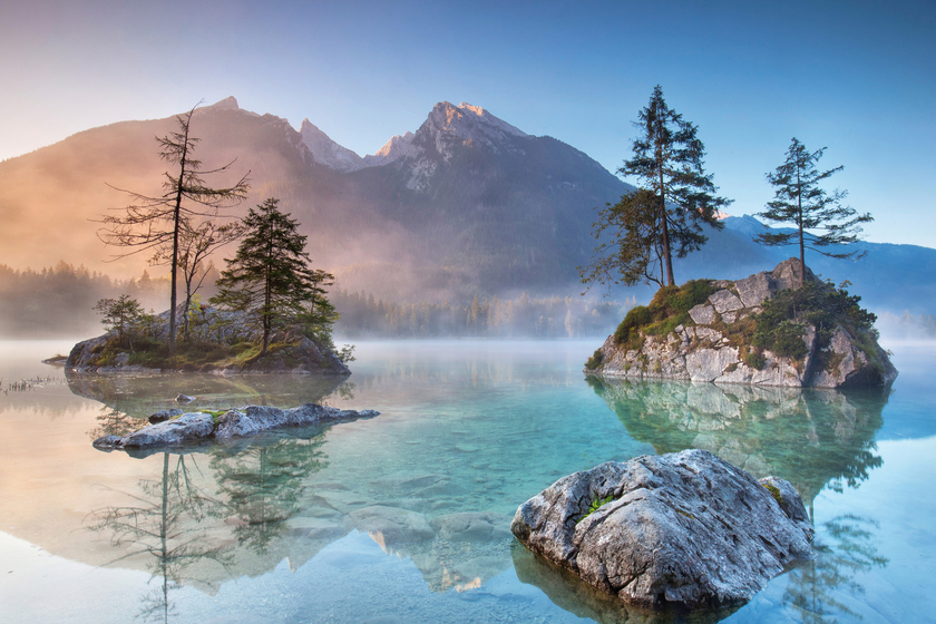 Kunstdruck auf Keilrahmen BAYEREN HINTERSEE 90X60CM