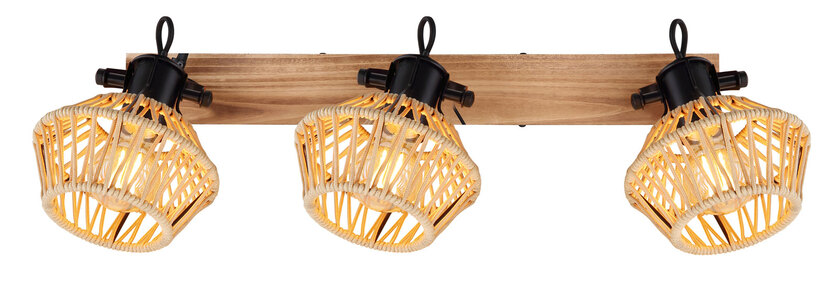 GLOBO Retrofit Deckenlampe mit 3 Spots Valli 58x16cm 25cm schwarz /Hanf beige