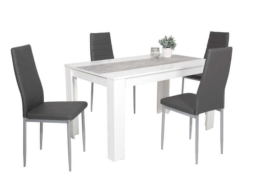 Tischgruppe Lilo 5-teilig Weiß-Betonoptik/Kunstleder Grau