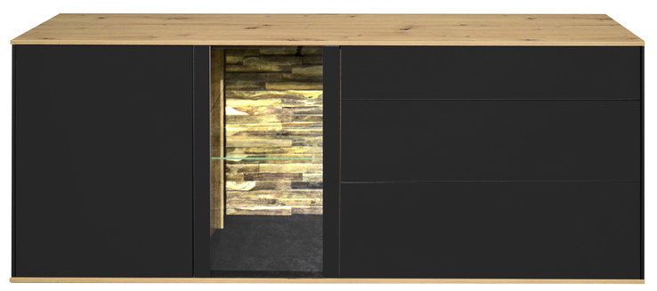 Lowboard Como 169x65x42 cm Anthrazit matt lack / Asteiche-Dekor