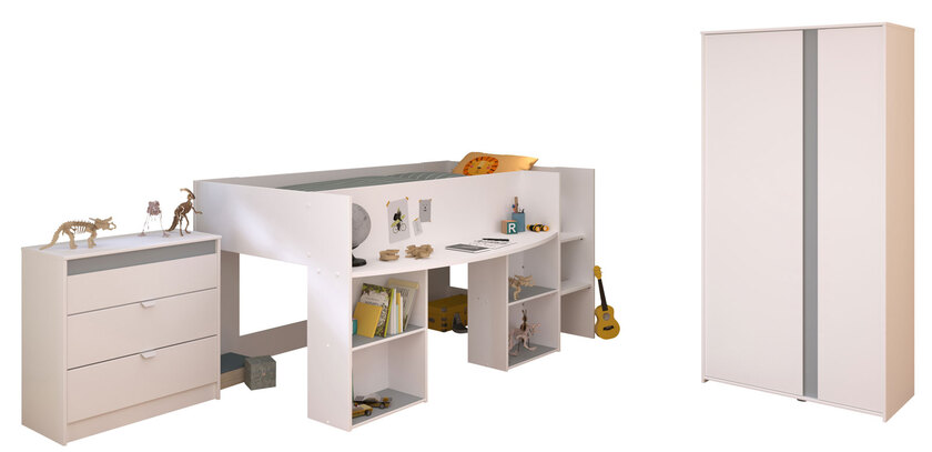 Parisot Kinderzimmer Pirouette 12 weiß / grau / rosa