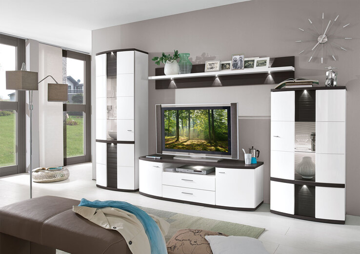 Wohnwand Cabana Weiß/Graphit 335x209x50 cm