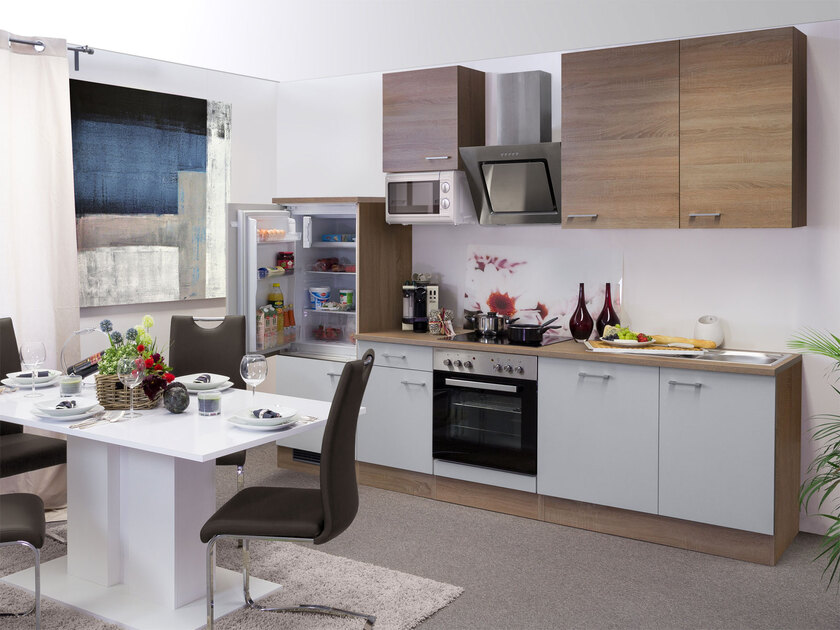 Küchenblock Samoa Weiß/Eiche Sonoma ca.280 cm Breite