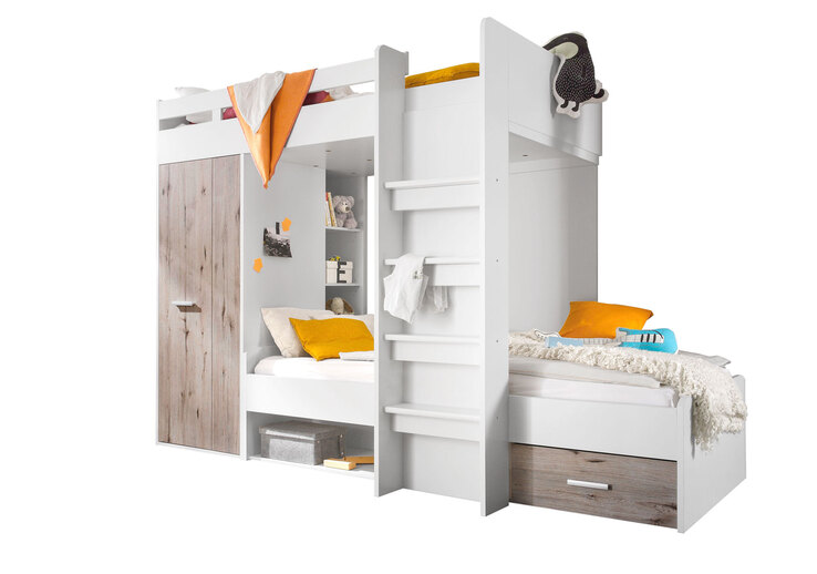 Etagenbett Maxi Sandeiche-Optik/Weiß