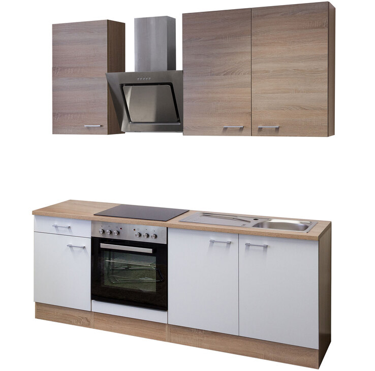 Küchenblock Samoa Weiß/Eiche Sonoma ca. 210 cm