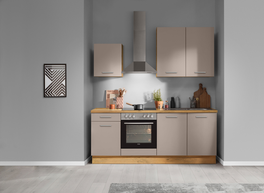 Küchenzeile Cappuccino/Eiche Vintage Nachbildung ca.210cm