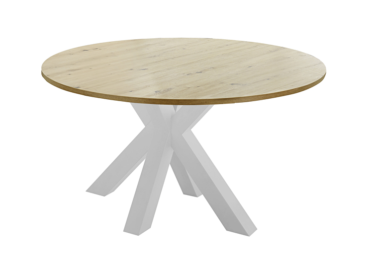 Esstisch Kasimir 110(150) x 110 cm Asteiche-Dekor/Gestell weiß matt lack