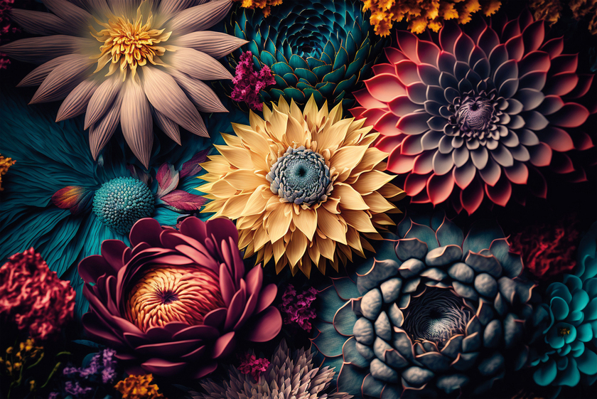 Kunstdruck auf Keilrahmen BUNTE BLUMEN 90X60CM