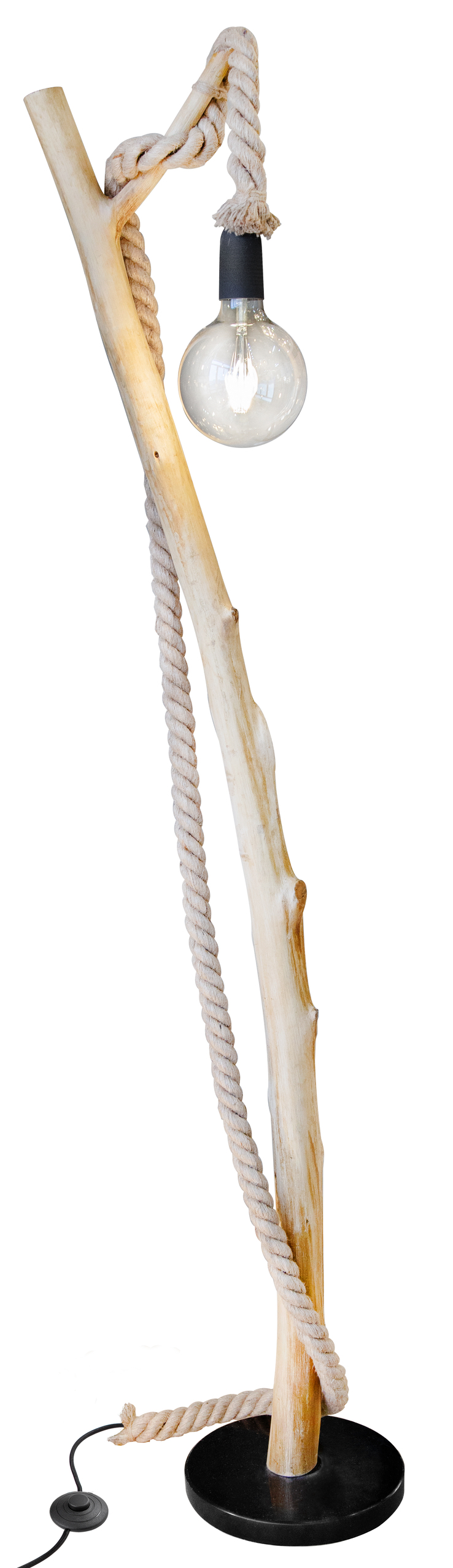 GLOBO Stehlampe Nerida Metall/Hanf 150 x 51 x 25 cm Braun/Schwarz