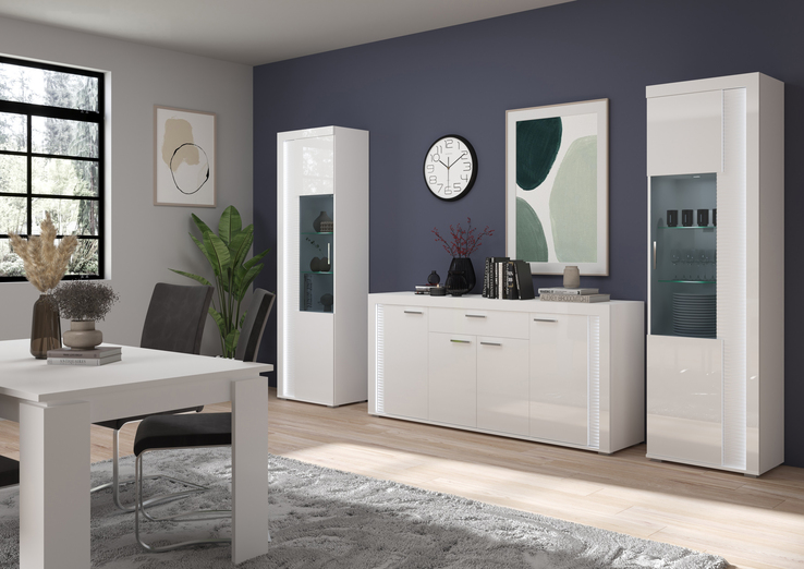 Wohnwand Skylight IV 4-teilig 332x202 cm Weiß Hochglanz