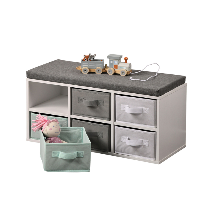 Kesper Kindersitzbank mit Boxen Weiß grau 68 x 33 x 29,5 cm
