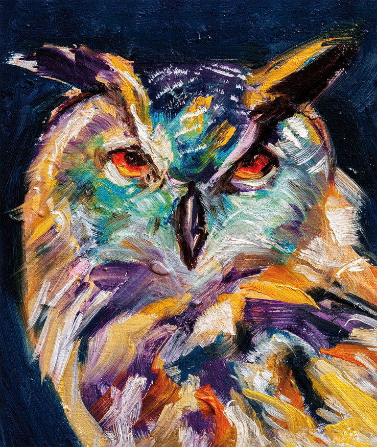 Keilrahmen Eule 118 x 140