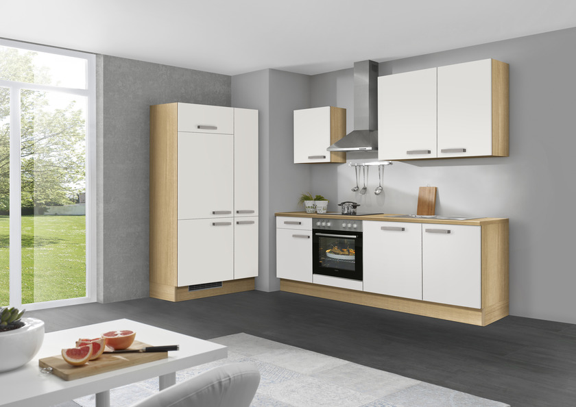 Küchenzeile Weiß/ Eiche Summerfield Nachbildung 90 + 220 cm