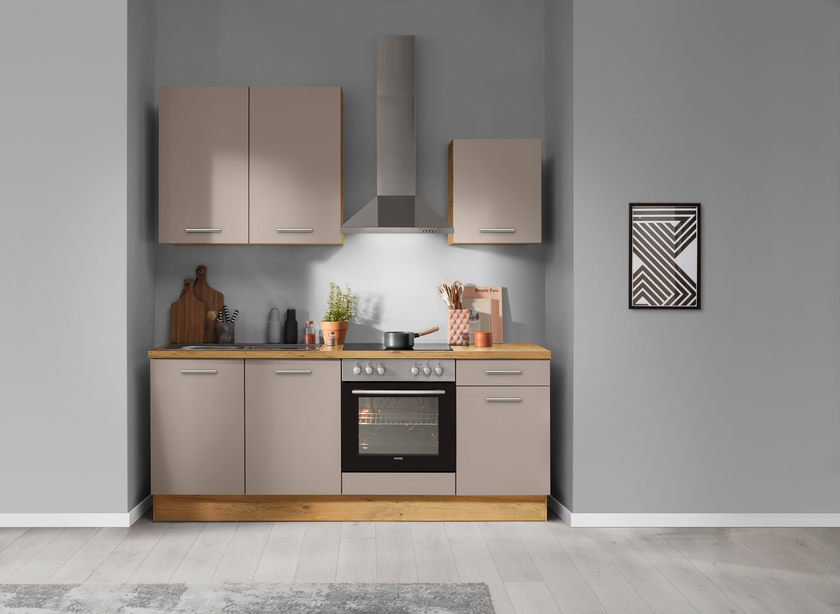 Küchenzeile Cappuccino/Eiche Vintage NB ca. 210cm