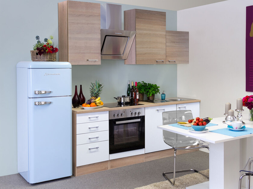 Küchenblock Samoa Weiß/Eiche Sonoma Dekor ca. 220 cm