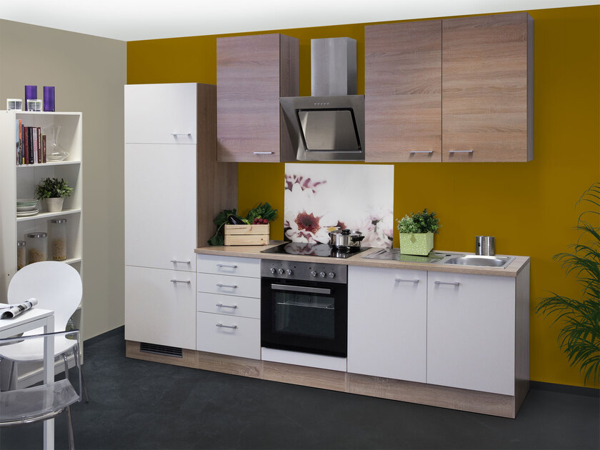 Küchenblock Samoa Eiche Sonoma/Weiß Breite ca. 270 cm