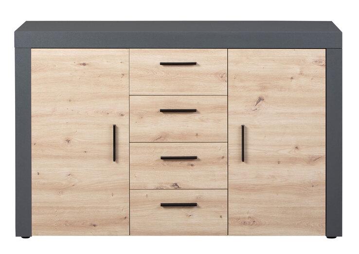 Kommode Roland 2T4S grau/braun 134x86x40 cm