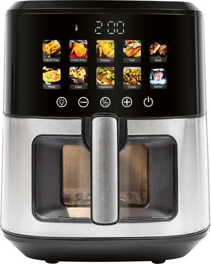 ProfiCook Heißluft-Fritteuse 6,5 l Glas/Edelstahl Schwarz/Silberfarbig