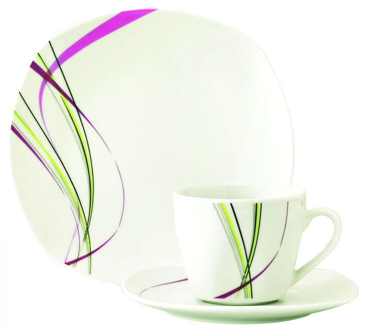 Kaffeeservice Fashion 18-teilig Porzellan Weiß mit Dekor