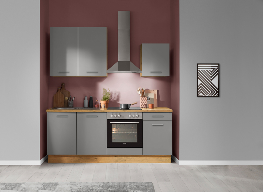 Küchenzeile Schiefergrau /Eiche Vintage Nachbildung ca. 210cm