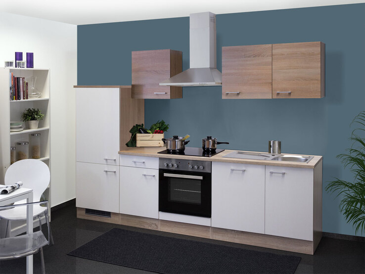 Küchenblock Samoa Weiss/Eiche Sonoma Dekor ca. 2,80m