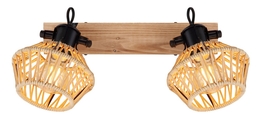 GLOBO Retrofit Strahler mit 2 Spots Valli 38x16 cm 25cm schwarz /Hanf beige