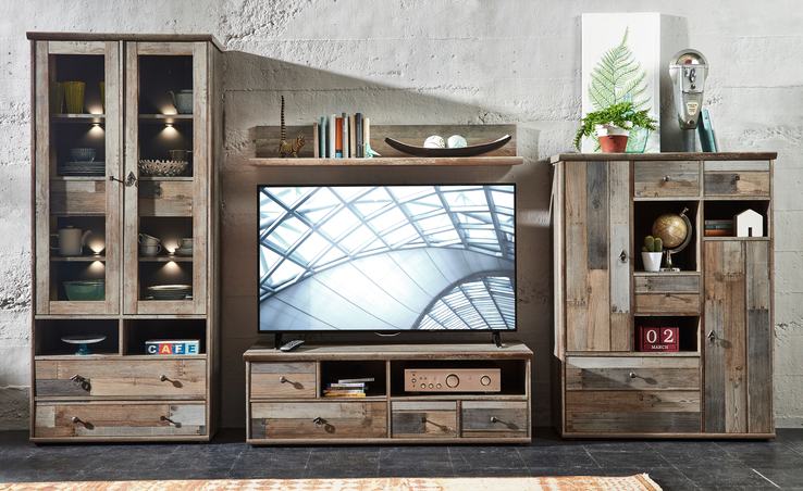 Wohnwand Bonanza 4-teilig ca. 342x188 cm Driftwood Nachbildung
