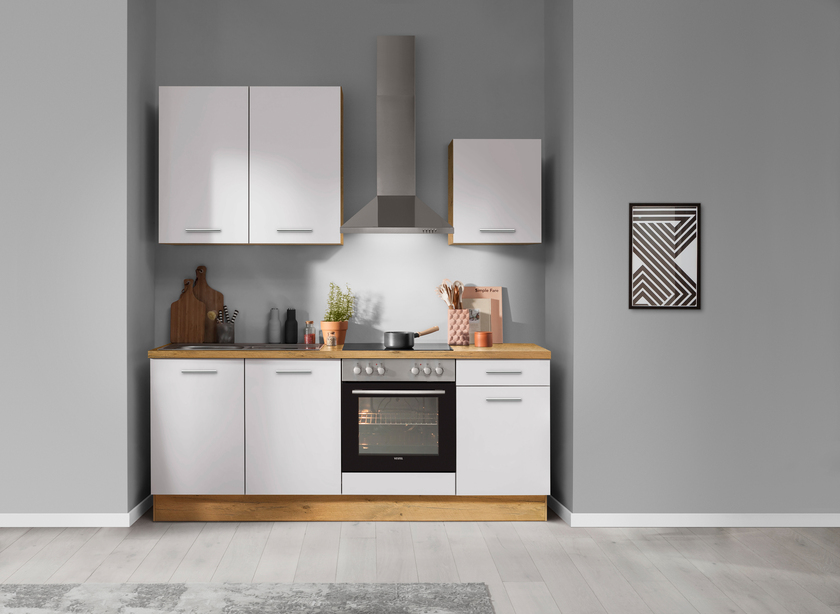 Küchenzeile Space Grey/Eiche Vintage NB 210cm