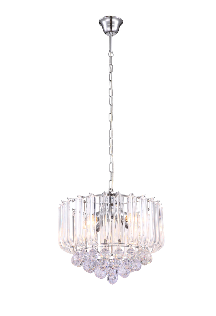 GLOBO Retrofit Kronleuchter Minnesota chromfarbig,35cm,rund,90cm,Lüster,Acrylglas-Behang