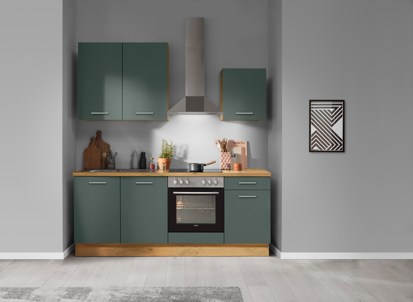 Küchenzeile Thymian/Eiche Vintage NB ca.210cm