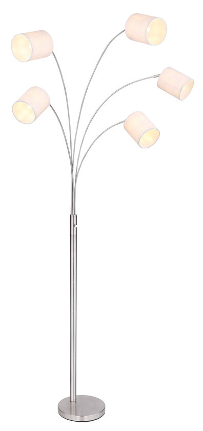 AVA Stehlampe braun, goldfarben, grau, B/H/T: 84 x 204 x 130 cm, Textil, Metall