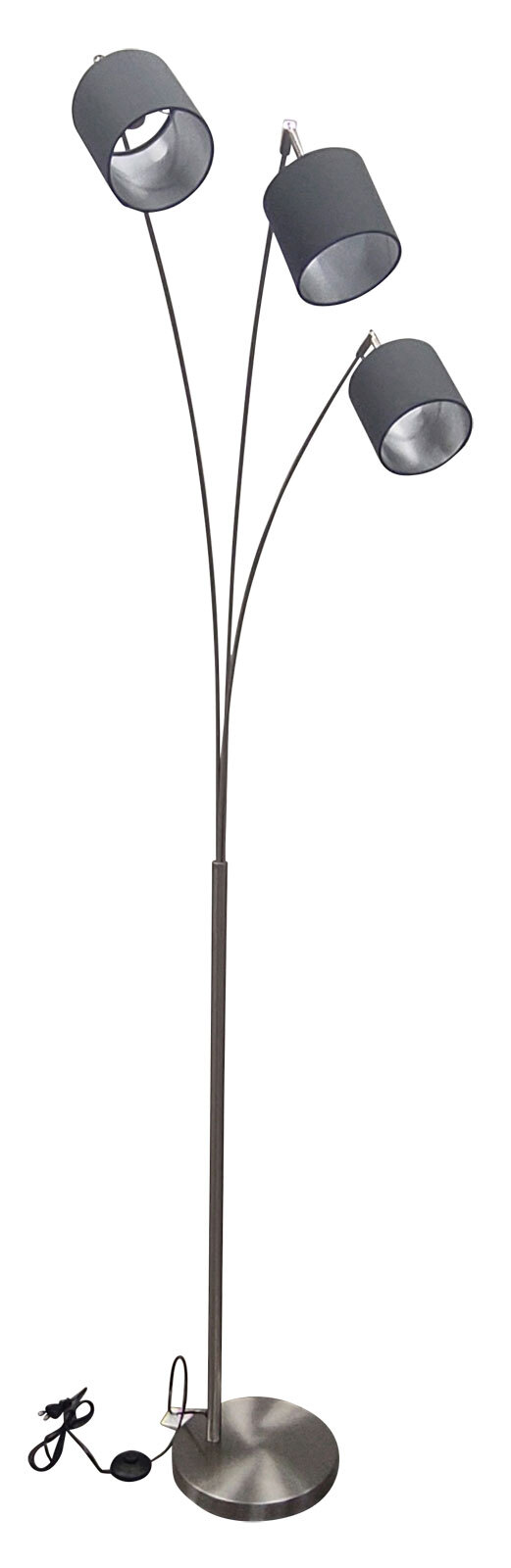 LED Stehlampe Luke nickelfarbig grau 28x71,5cm H.200cm Metall Textil