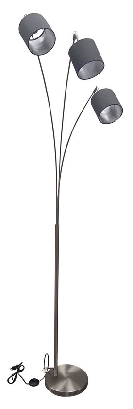 LED Stehlampe Luke nickelfarbig grau 28x71,5cm H.200cm Metall Textil