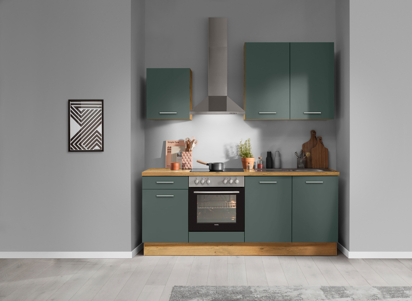 Küchenzeile Thymian/Eiche Vintage Nachbildung ca. 210cm