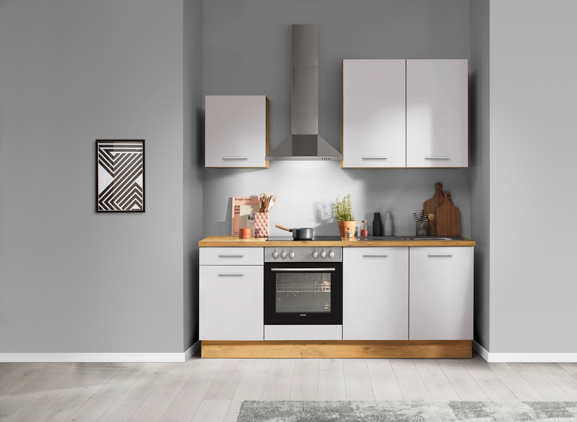 Küchenzeile Space Grey/Eiche Vintage Nachbildung 210cm