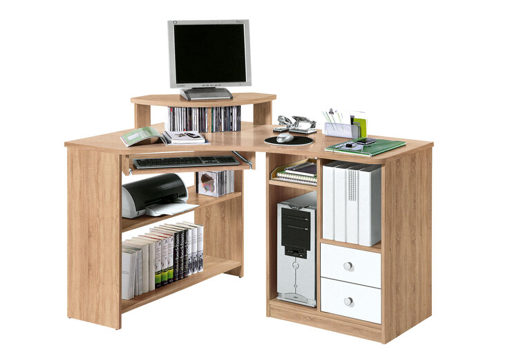 Eckschreibtisch Tanga Eiche Sonoma/Weiß