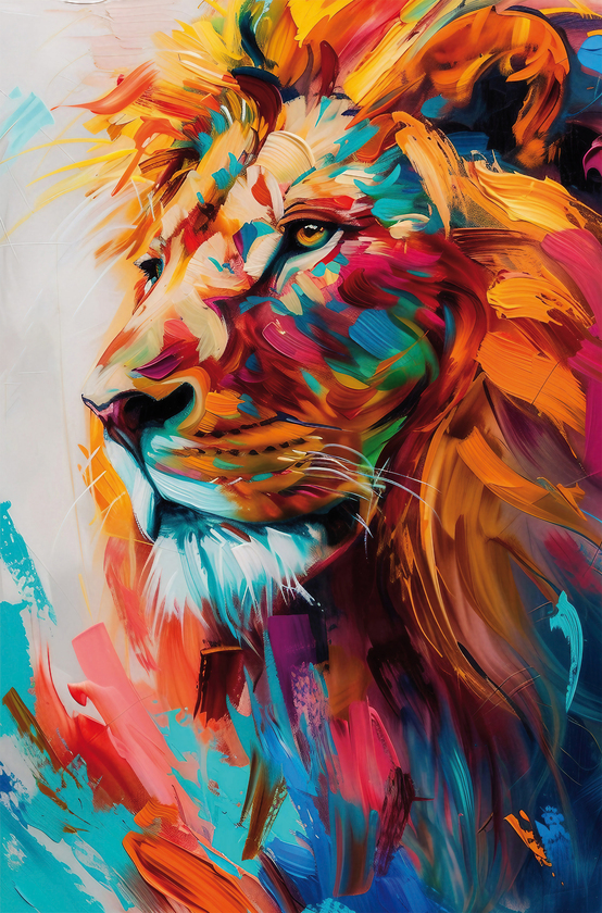 Kunstdruck auf Keilrahmen LÖWE GEMÄLDE  78x118cm