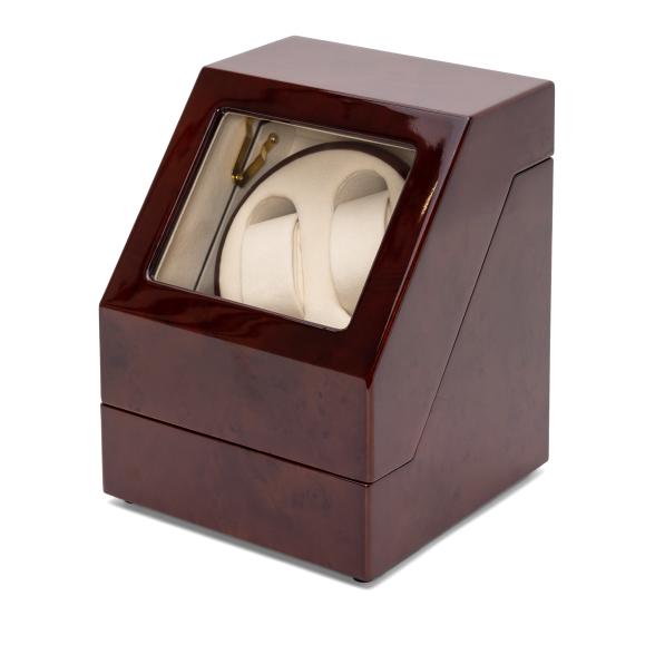 2er Uhrenbeweger 'Penta', Walnuss, Samt beige