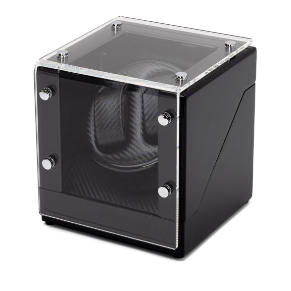 2er Uhrenbeweger 'Screws' piano black, Carbonoptik