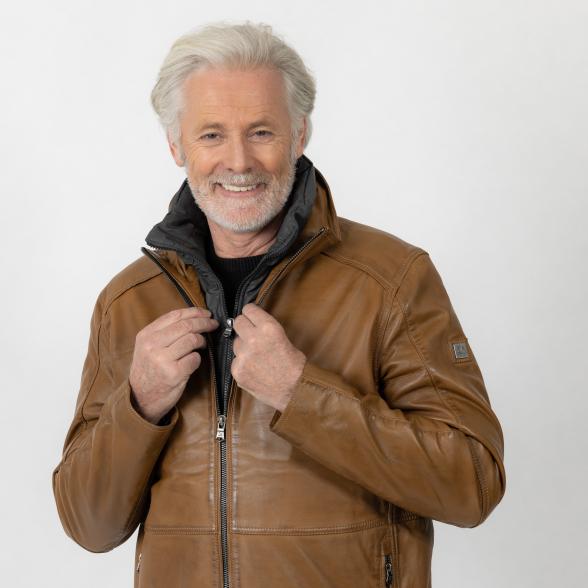 OTTO KERN Herren-Lederjacke 'Twain' cognac